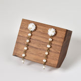 Raindrops Freshwater Pearl Chain Earrings Left