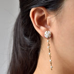 Raindrops Freshwater Pearl Chain Earrings Model