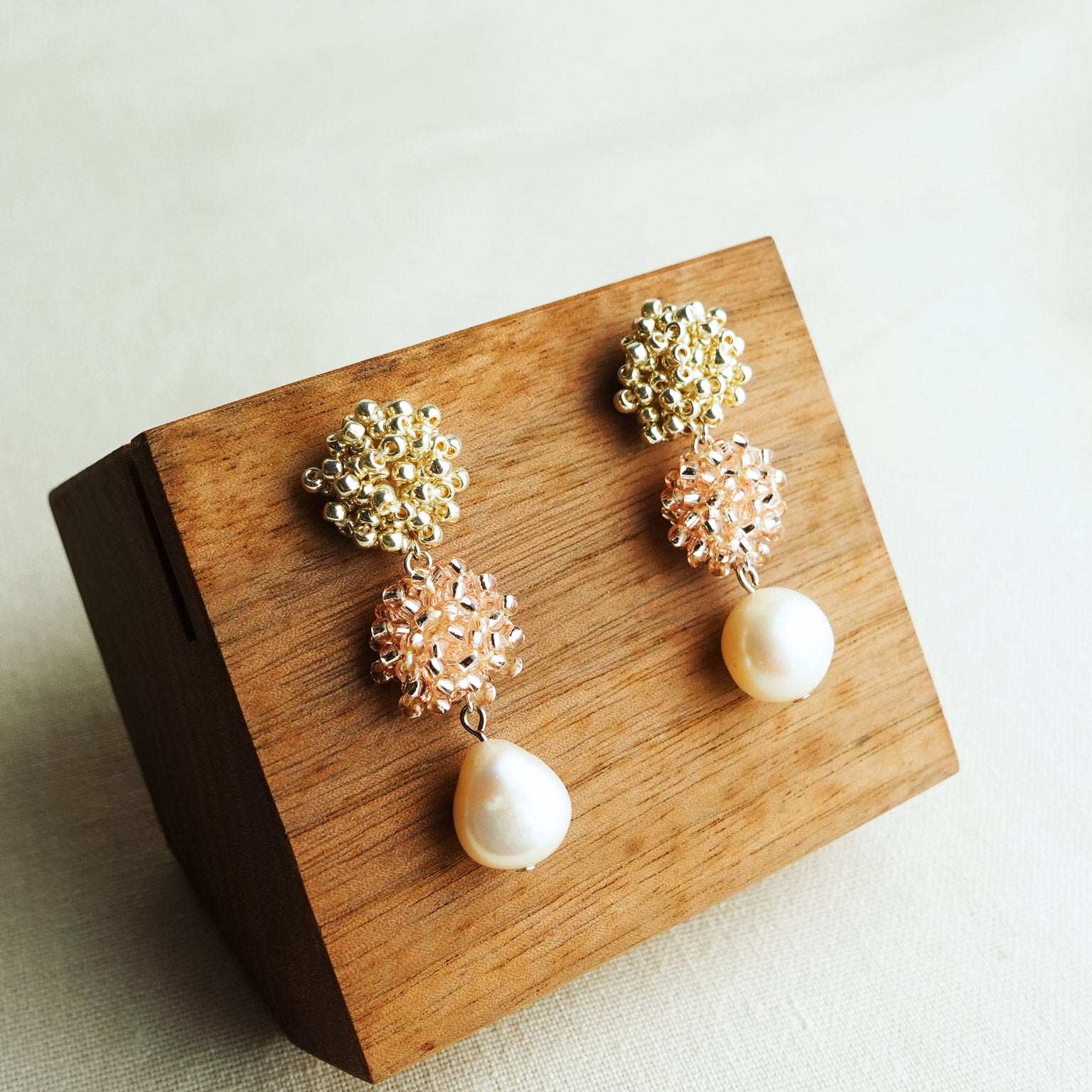 Richele Earrings in Champagne Pink Display Left