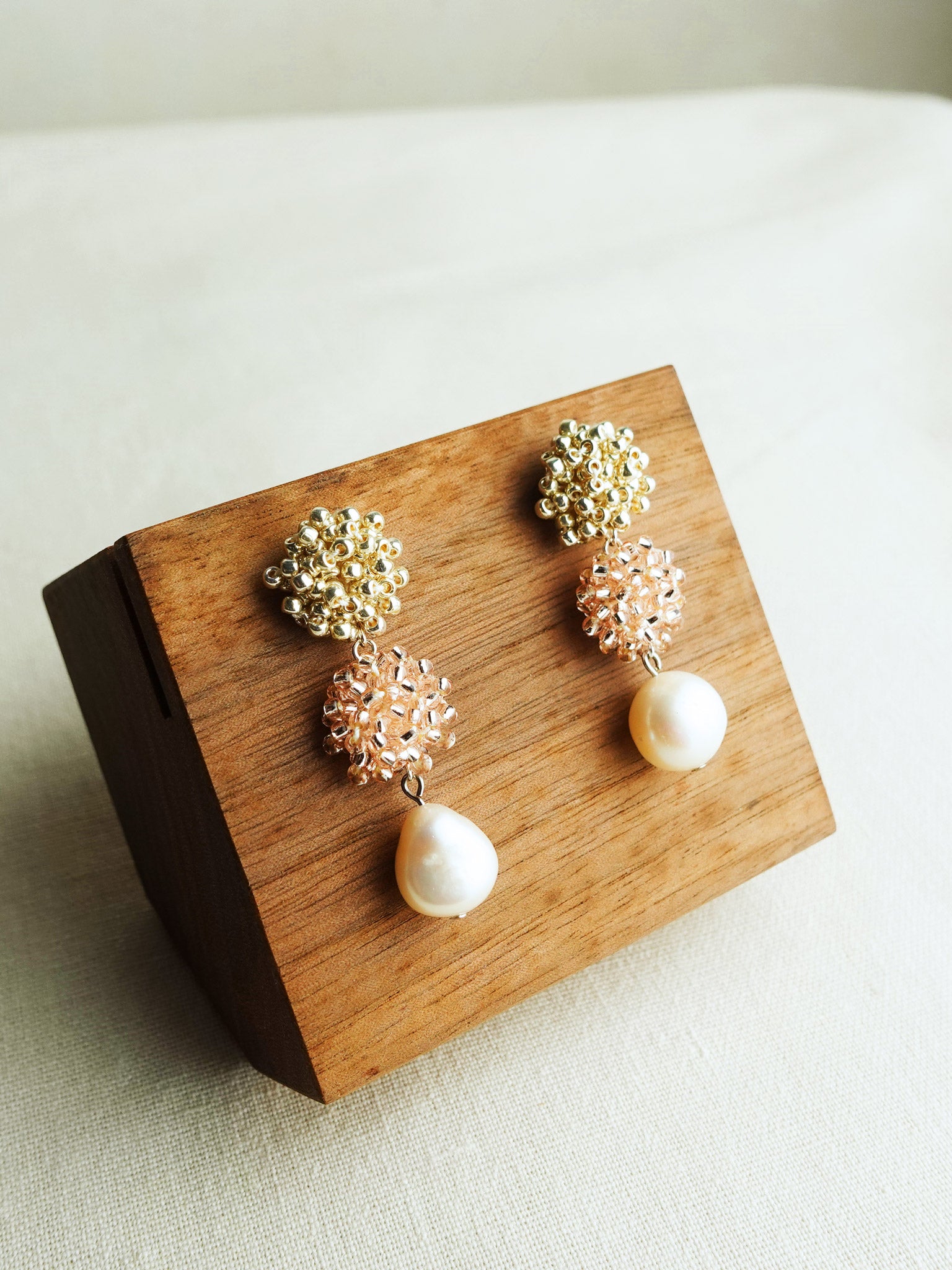 Richele Earrings in Champagne Pink Display Left