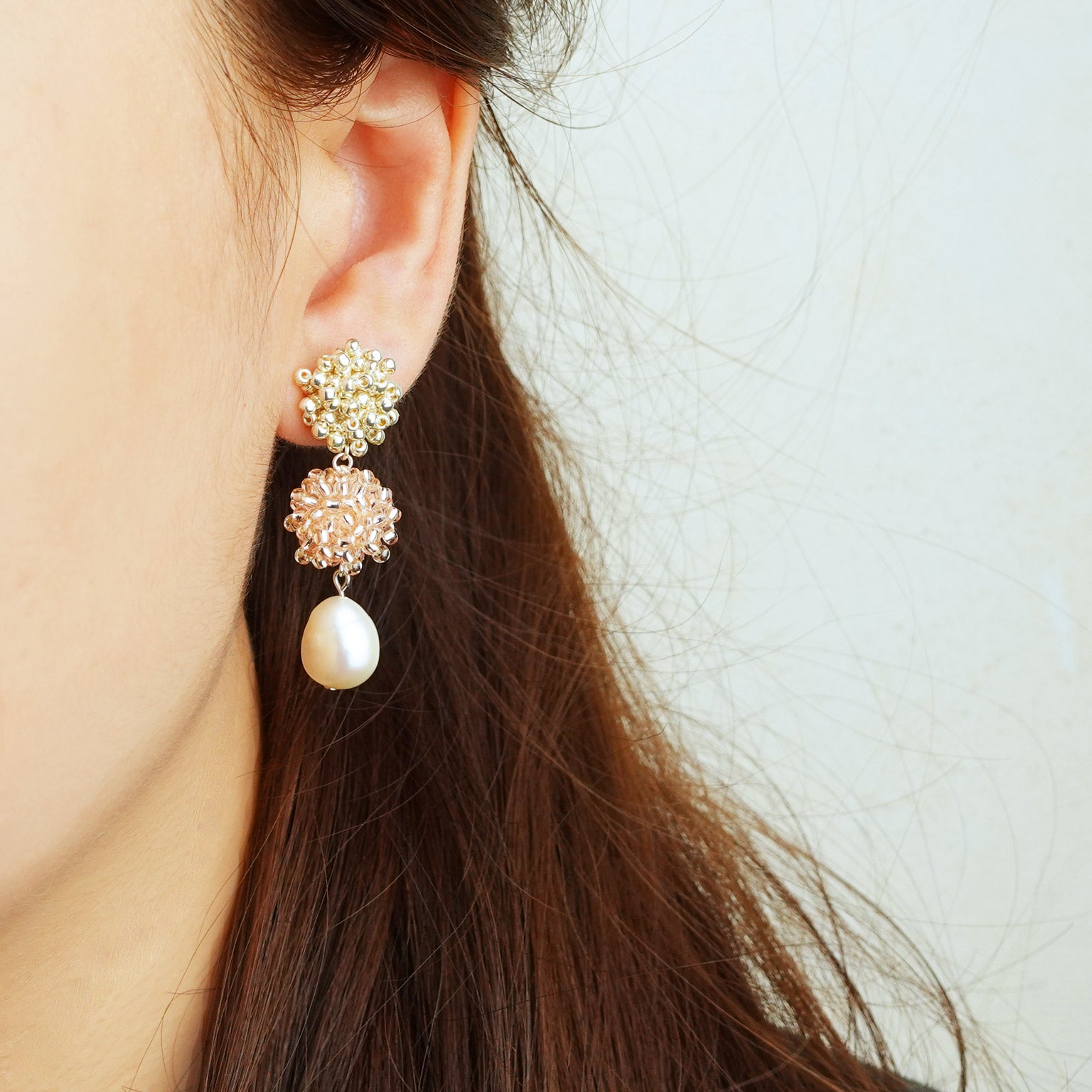 Richele Earrings in Champagne Pink Model