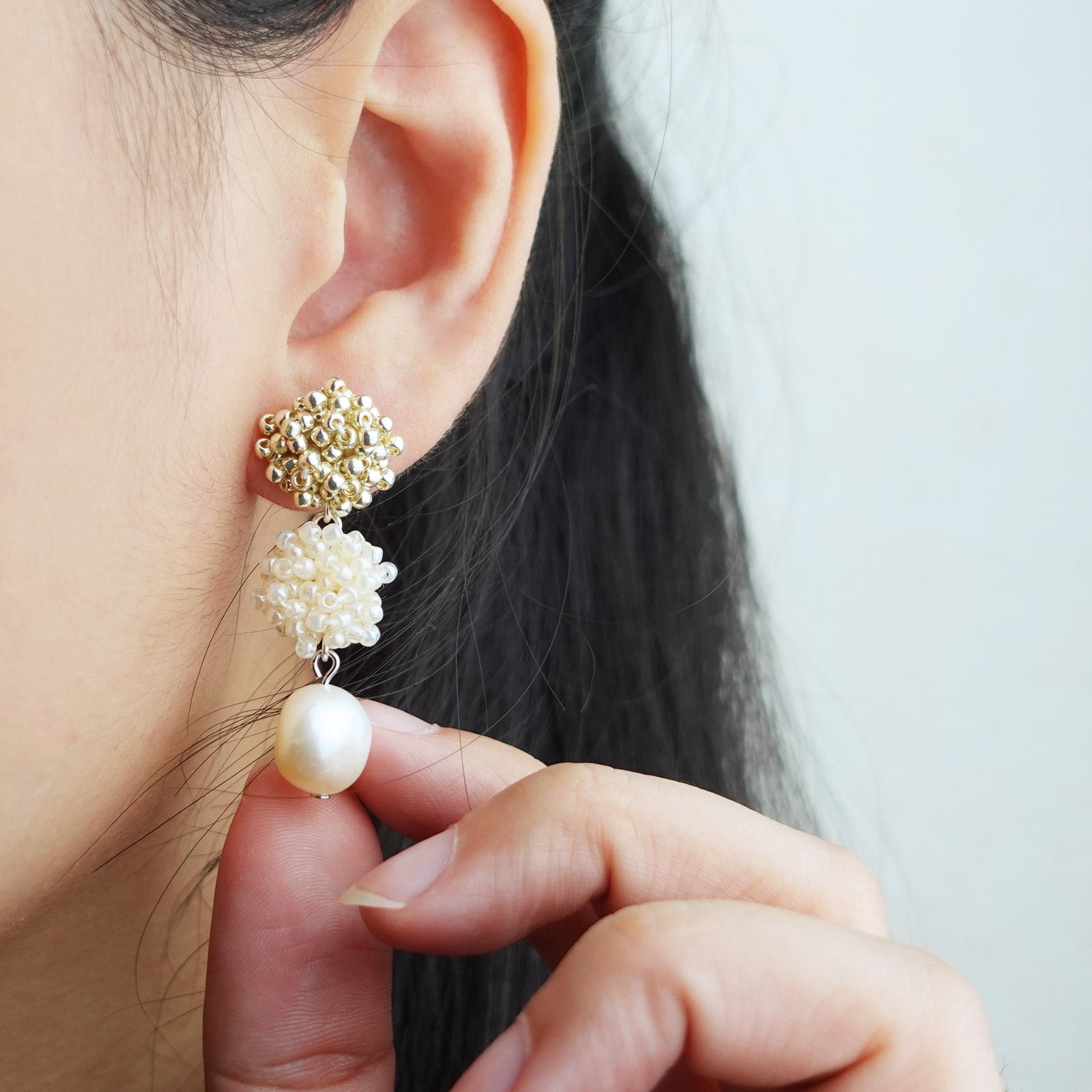 Richele Earrings in Ivory Model