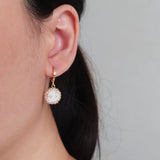 Rio Pendant Earrings in Champagne Pink Model
