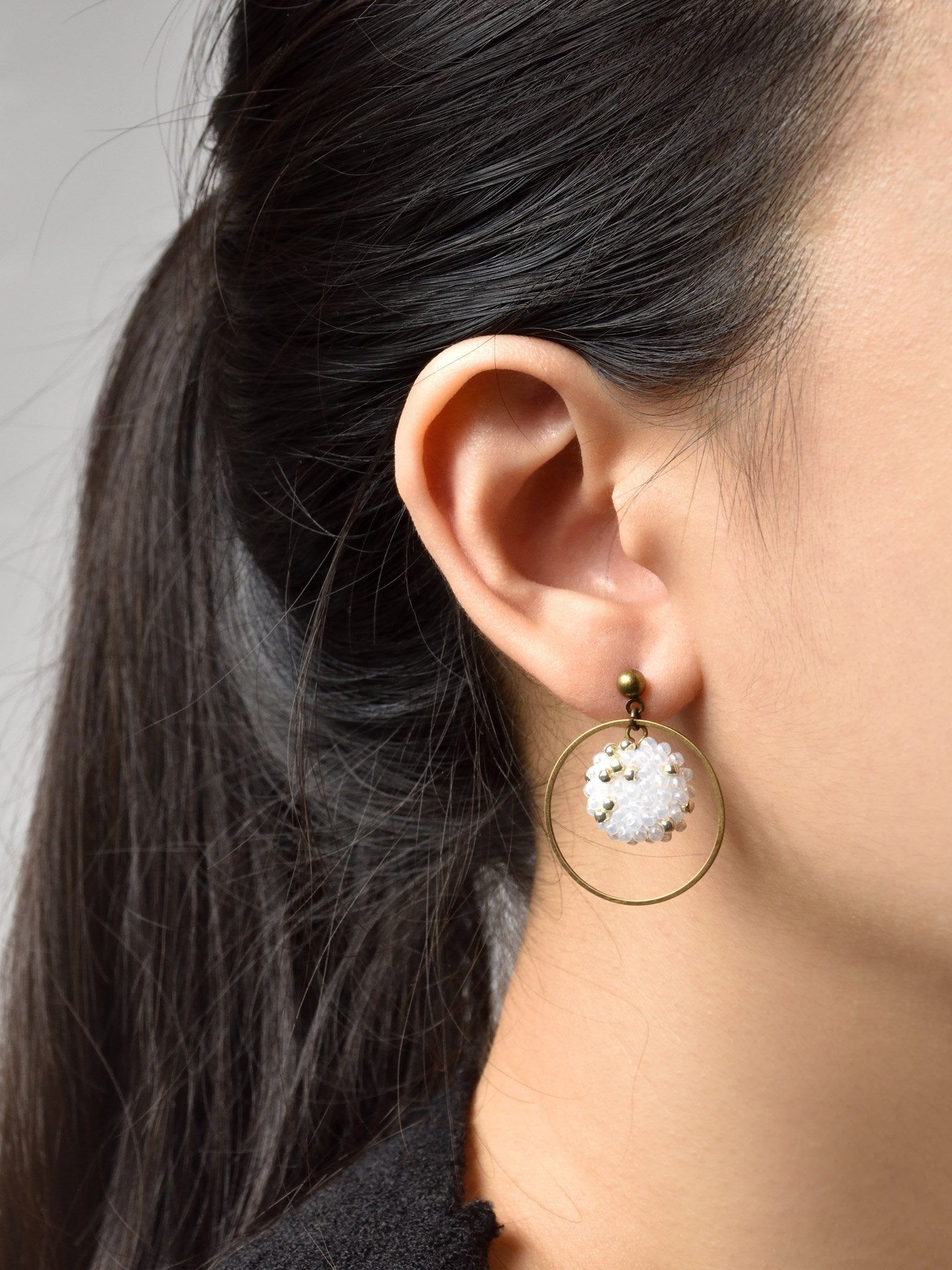 Esmeralda Dangle Hoop Mismatched Earrings Model