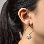 Merida Square Dangle Hoop Earrings Model