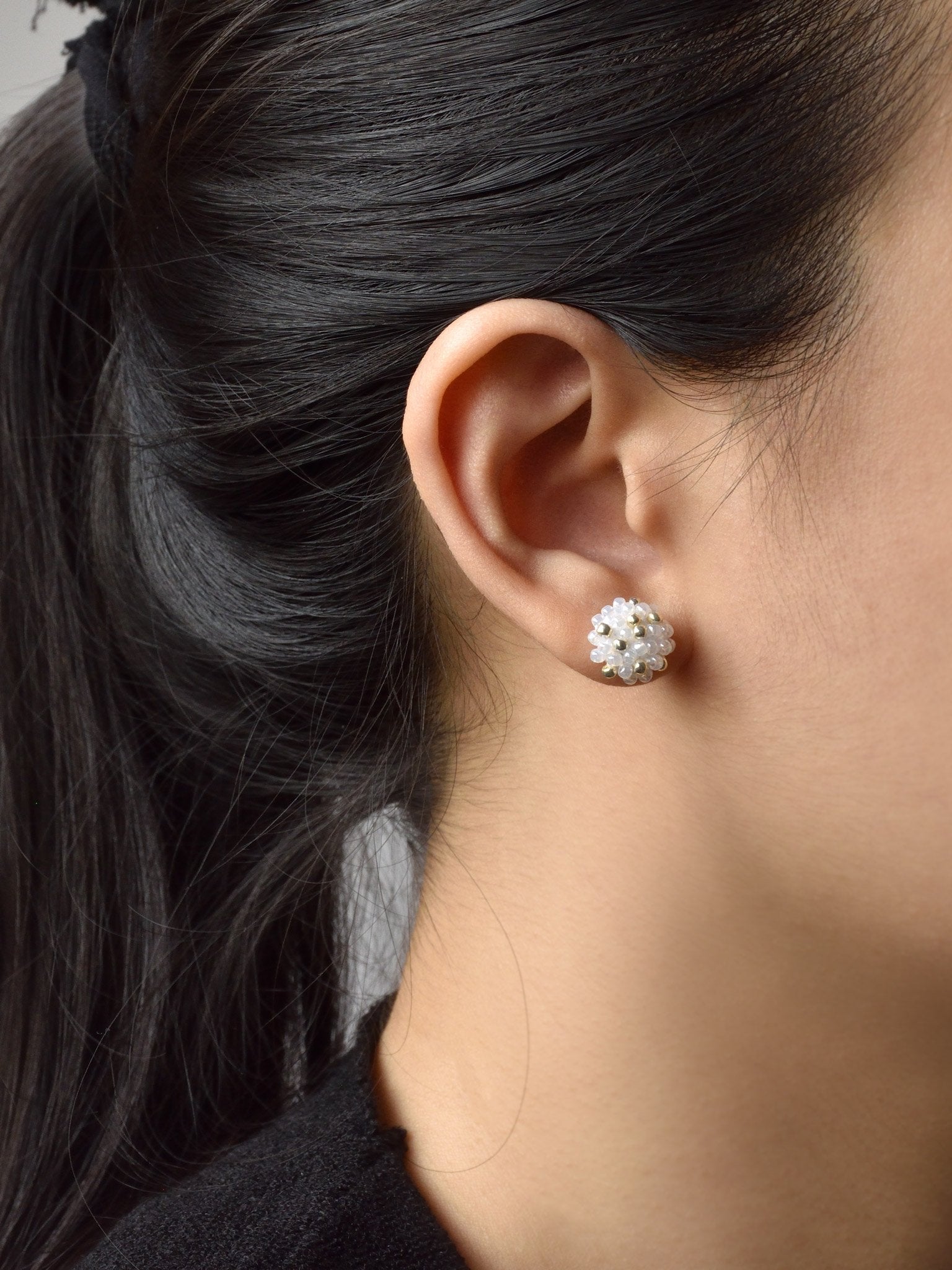 Star Dust Petite Studs in Ivory - Daintynine
