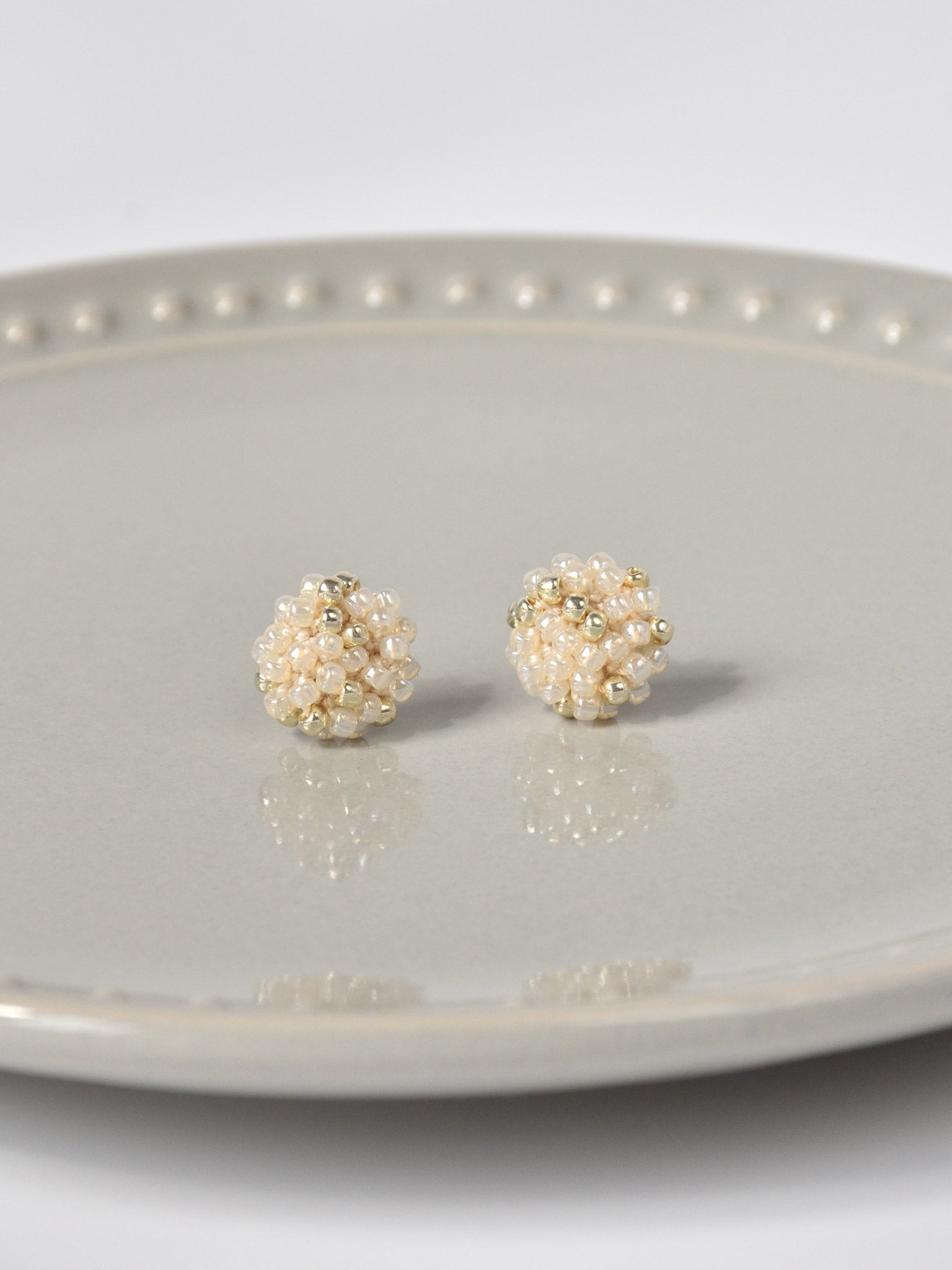 Star Dust Petite Studs in Ivory Front