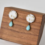 Glass Shizuku Tear Drop Earrings in Blue Front