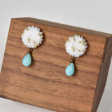 Glass Shizuku Tear Drop Earrings in Blue Front