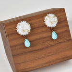 Glass Shizuku Tear Drop Earrings in Blue Right