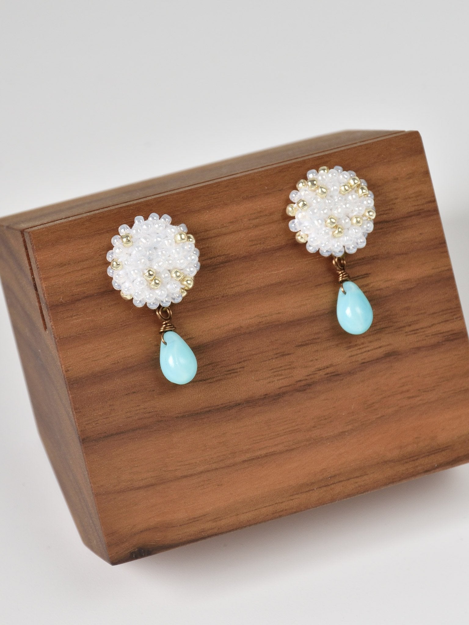 Glass Shizuku Tear Drop Earrings in Blue Right