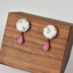 Glass Shizuku Tear Drop Earrings in Pink Left