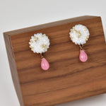 Glass Shizuku Tear Drop Earrings in Pink Right