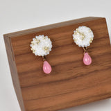 Glass Shizuku Tear Drop Earrings in Pink Right