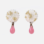 Glass Shizuku Tear Drop Earrings in Pink Primary