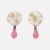 Glass Shizuku Tear Drop Earrings in Pink Primary
