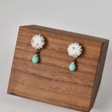 Turquoise Shizuku Tear Drop Earrings Front