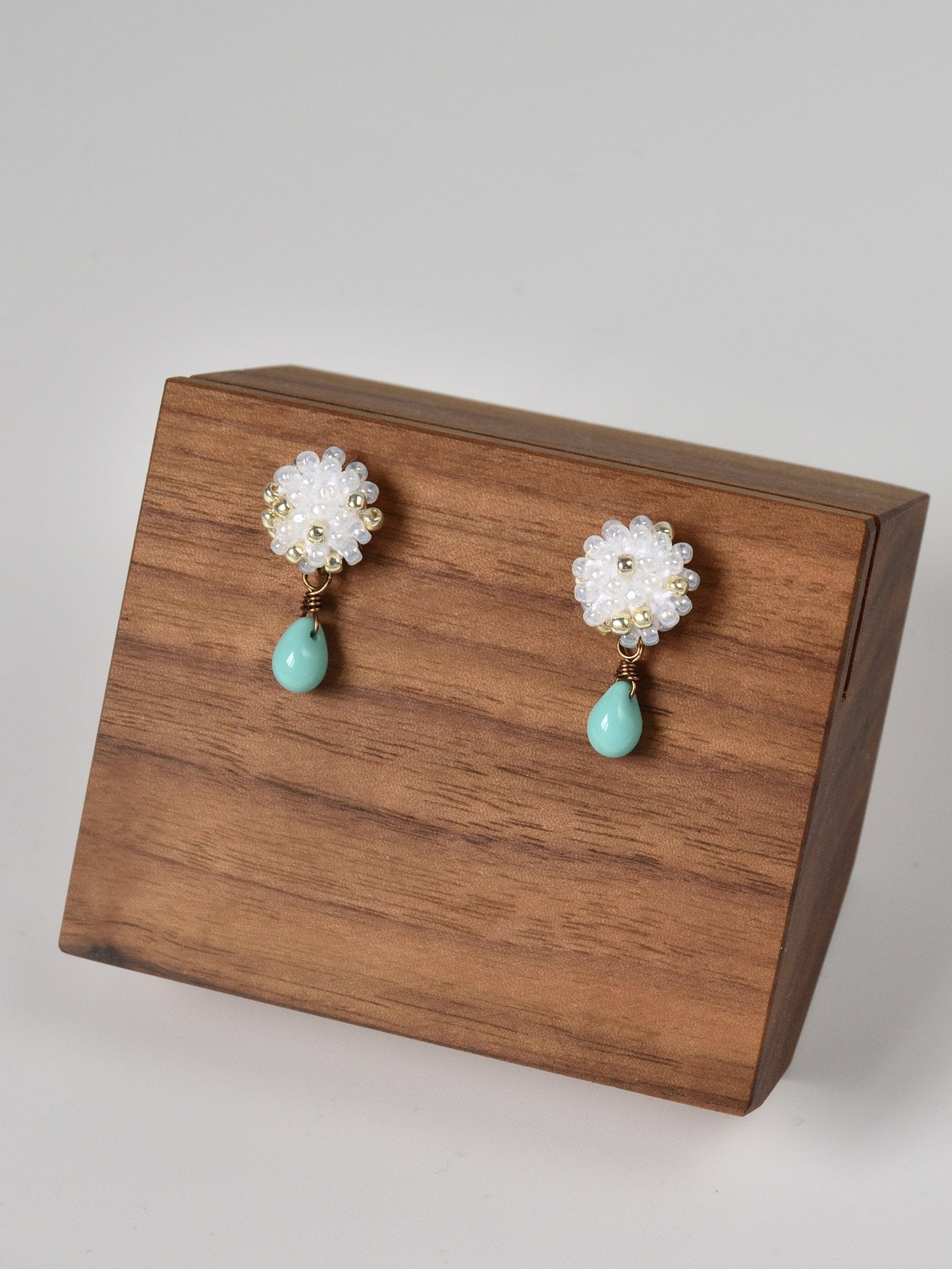 Turquoise Shizuku Tear Drop Earrings Front