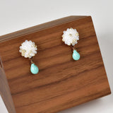 Turquoise Shizuku Tear Drop Earrings Right