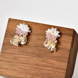 Sereia Duo Quartz Drop Earrings in Purple Front