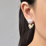 Sereia Duo Quartz Drop Earrings in Purple Model