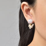 Sereia Duo Quartz Drop Earrings in Purple Model