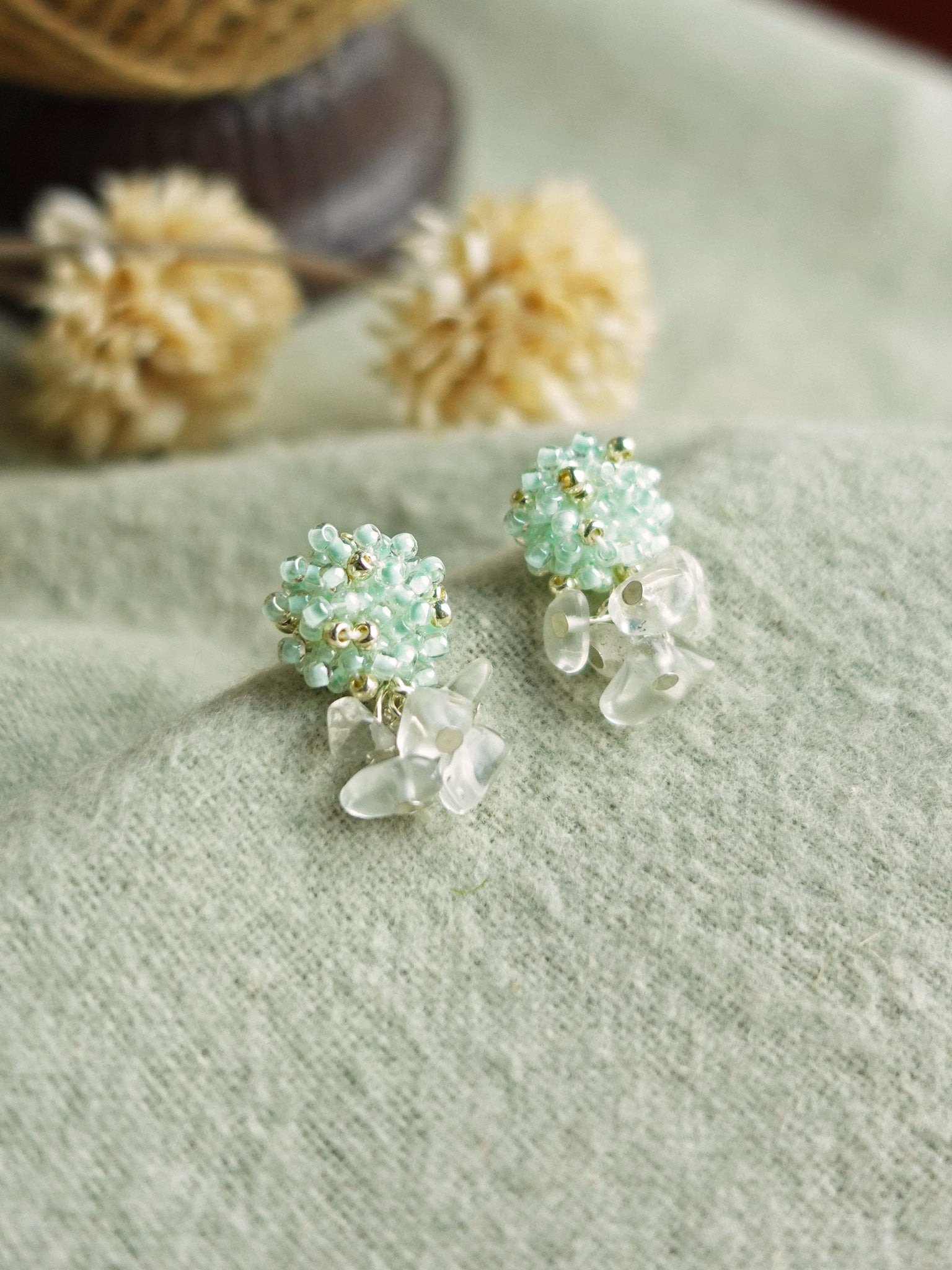 Sereia Quartz Earrings in Mint Green Left
