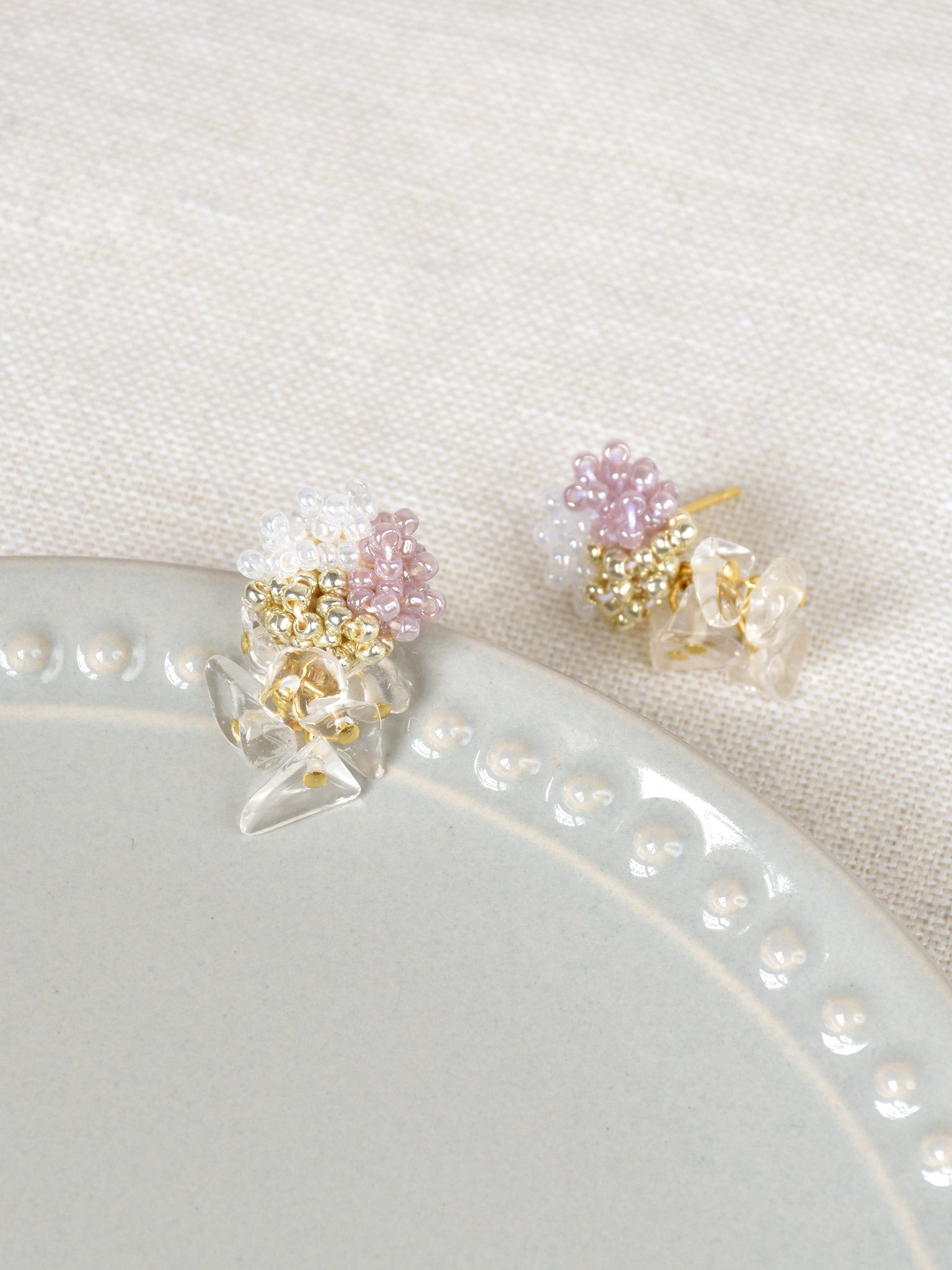 Sereia Trio Quartz Clusters Earrings in Purple Top 2