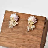 Sereia Trio Quartz Clusters Earrings in Purple Front