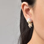 Sereia Trio Quartz Clusters Earrings in Purple Model