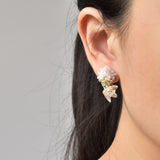 Sereia Trio Quartz Clusters Earrings in Purple Model