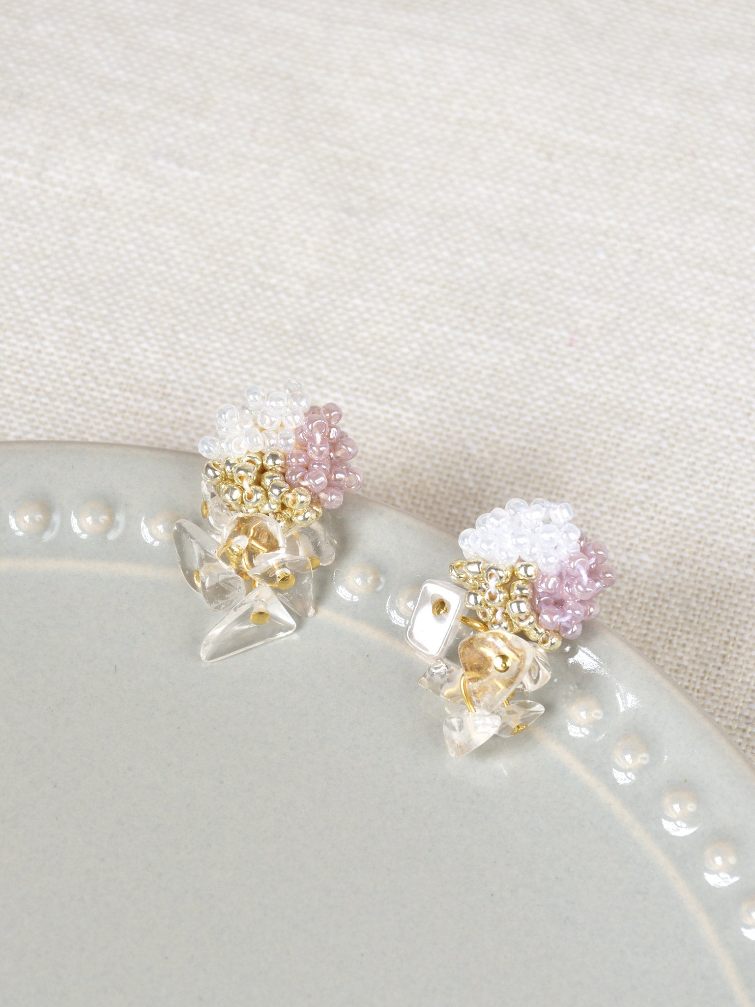 Sereia Trio Quartz Clusters Earrings in Purple Top 1