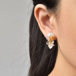 Sereia Trio Earrings in Purple and Topaz Model