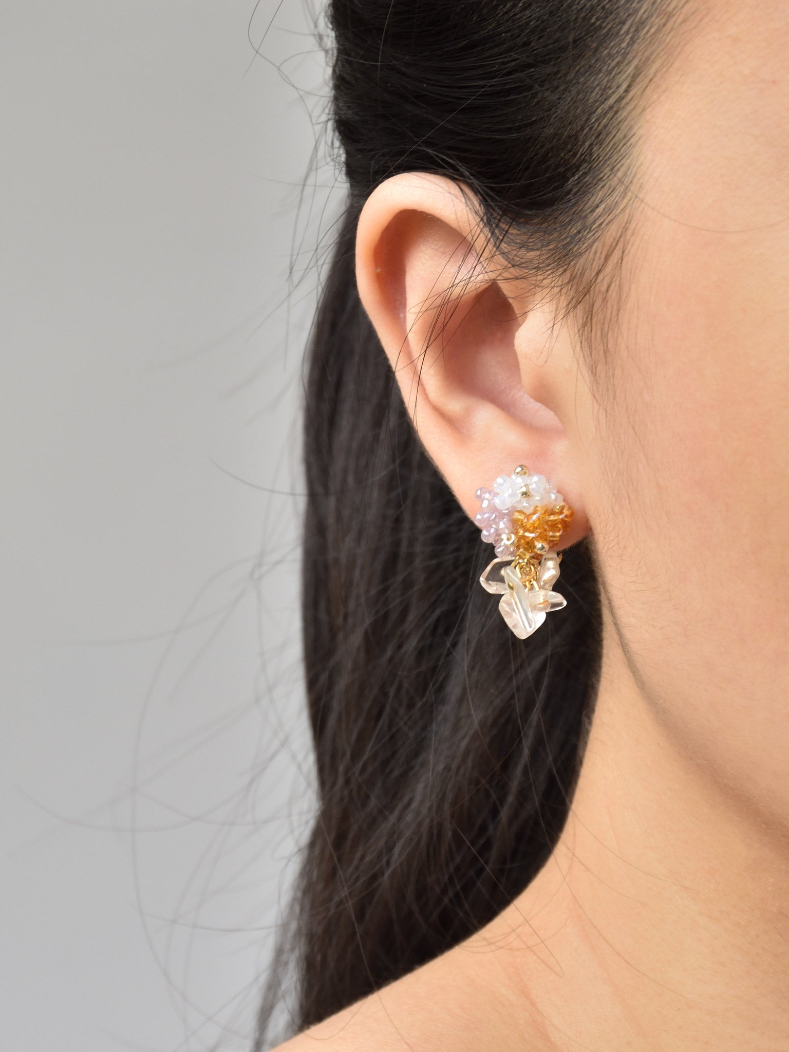 Sereia Trio Earrings in Purple and Topaz Model