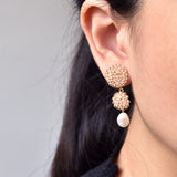 Soleil Dangle Earrings in Champagne Pink Model