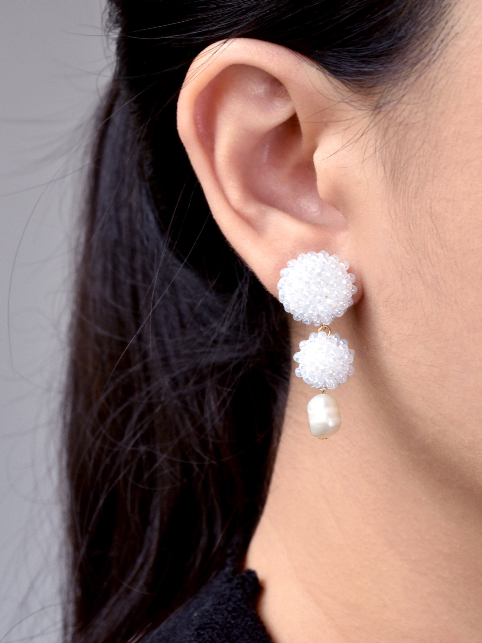 Soleil Dangle Earrings in White Model
