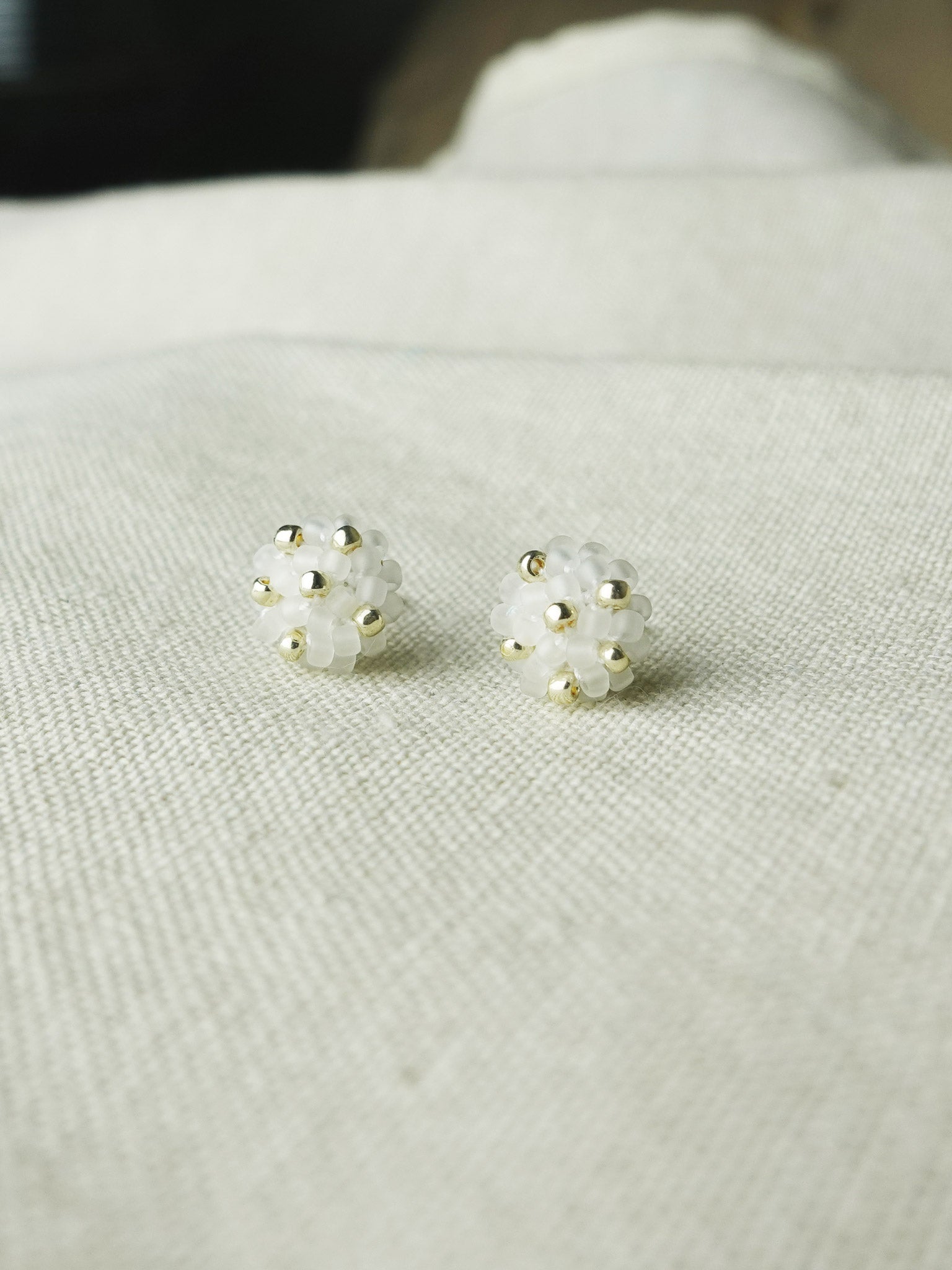 Star Dust Petite Stud Earrings in Cloud White Front 02