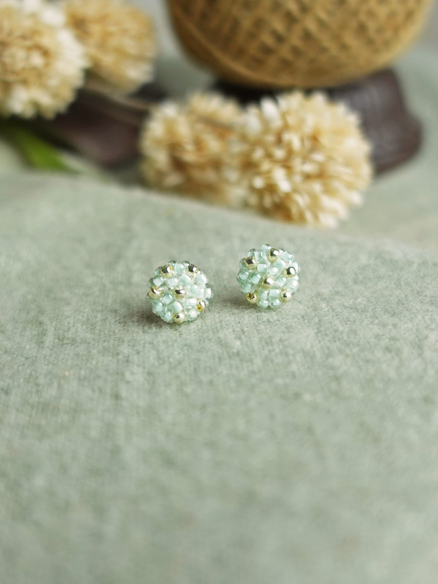 Star Dust Petite Stud Earrings in Mint Green Front 2