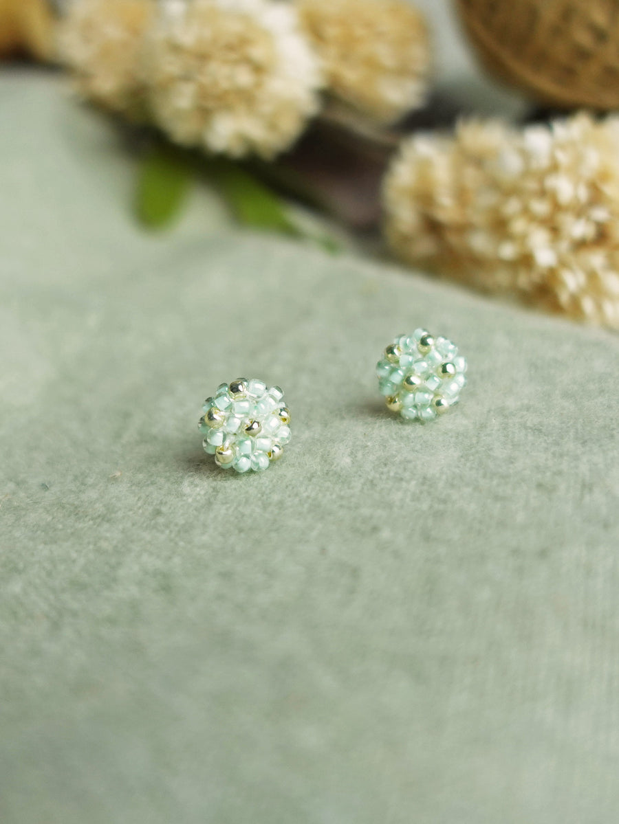 Star Dust Petite Stud Earrings in Mint Green Side
