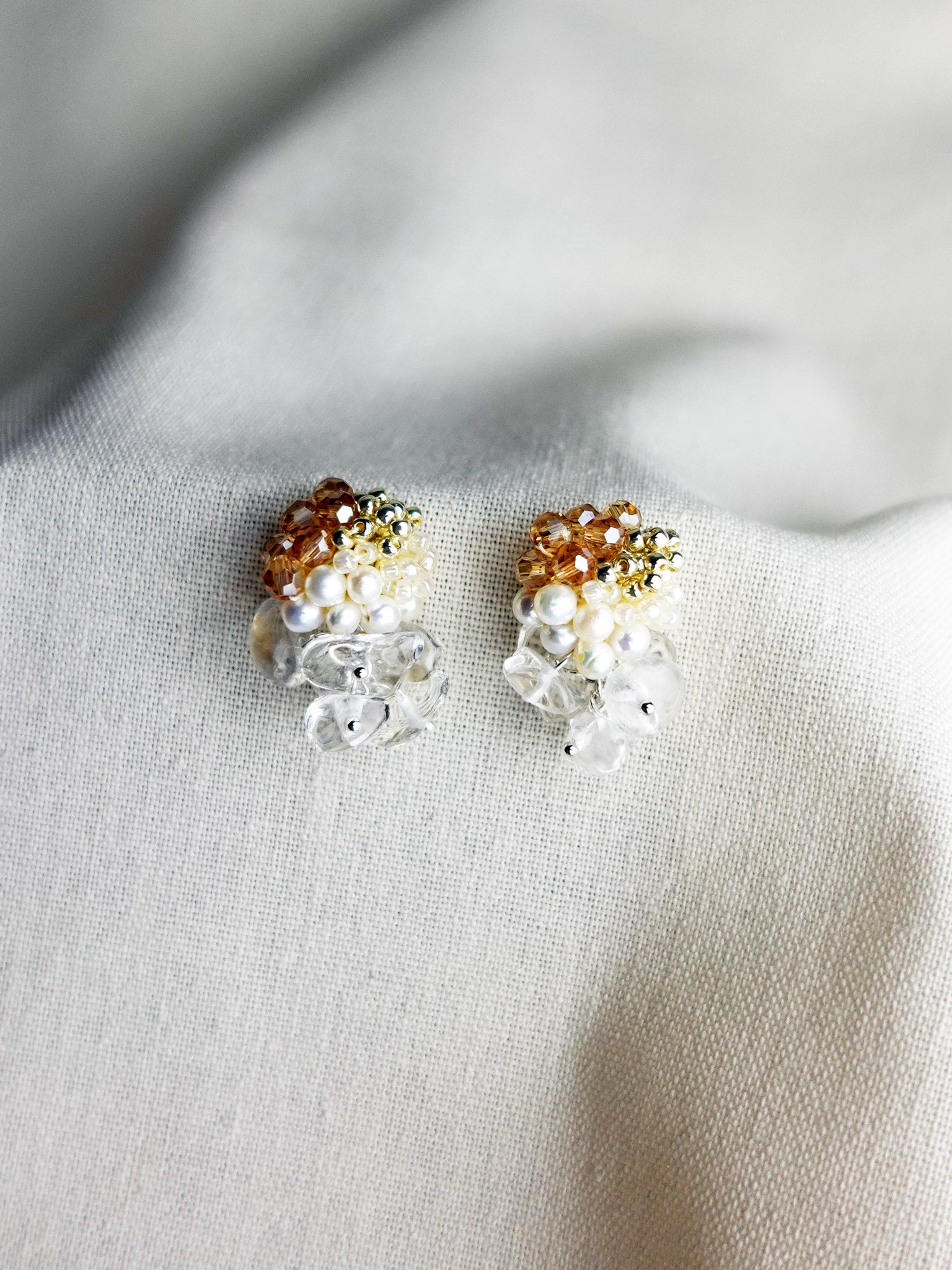 Tatiana Quartz Earrings in Gold Front