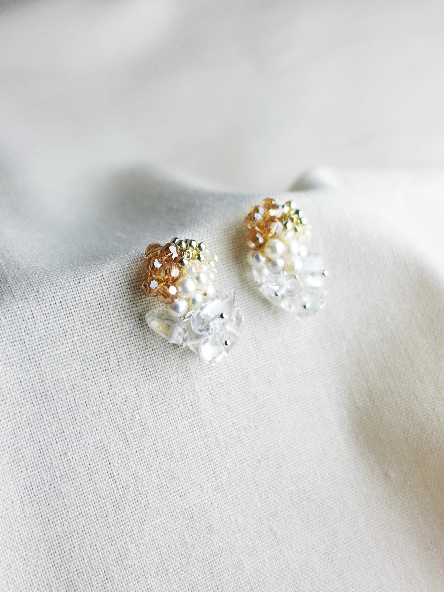 Tatiana Quartz Earrings in Gold Left