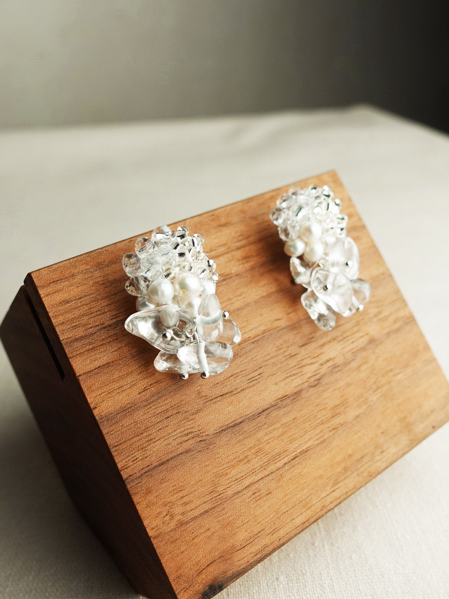 Tatiana Quartz Earrings in Silver Display Left