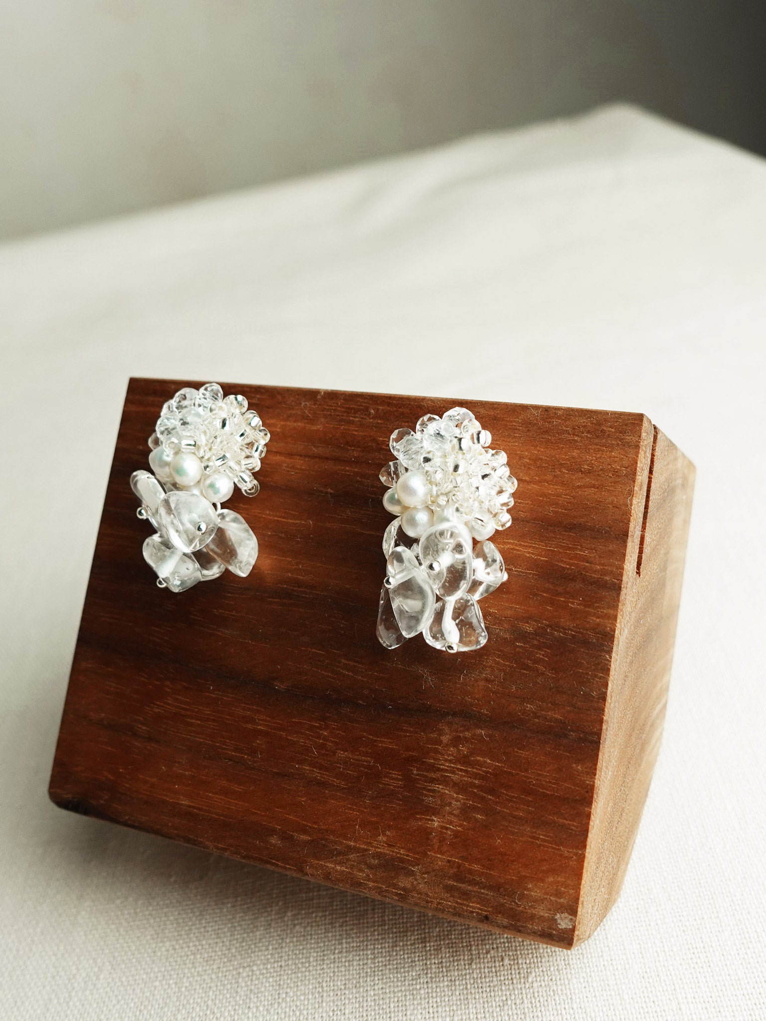 Tatiana Quartz Earrings in Silver Display Right