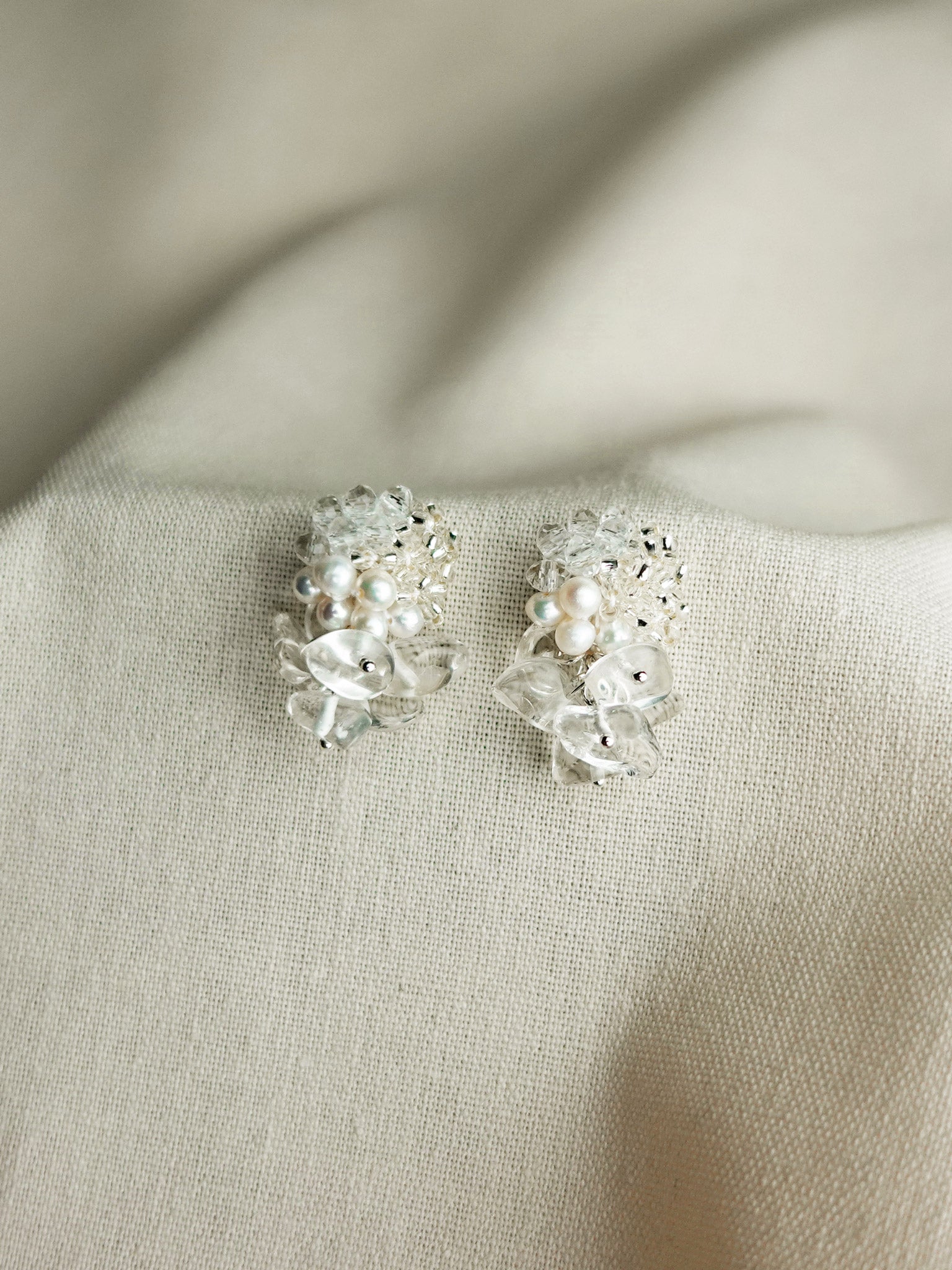 Tatiana Quartz Earrings in Silver Front
