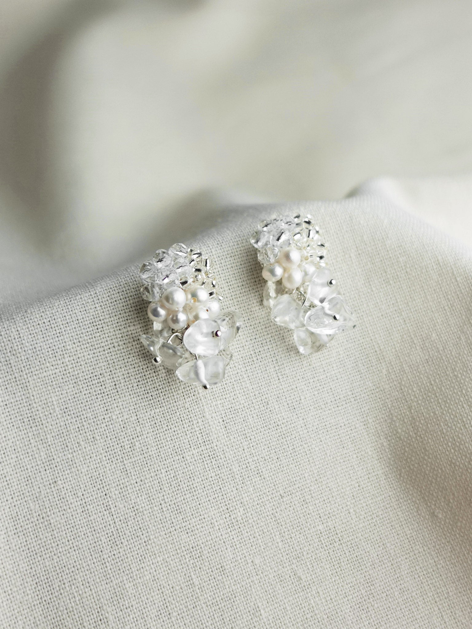Tatiana Quartz Earrings in Silver Left