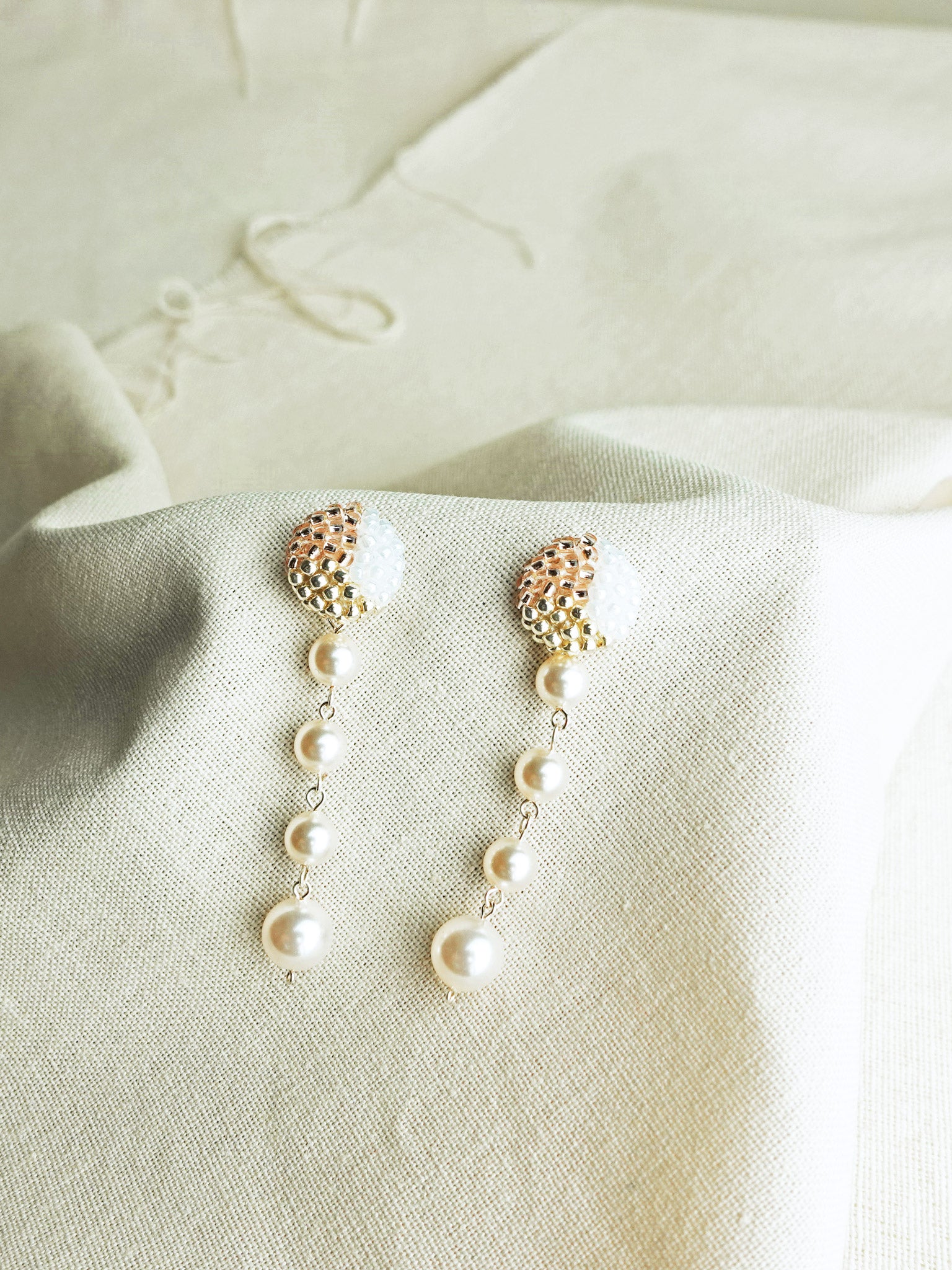 Thea Trio Earrings in Champagne Pink Front