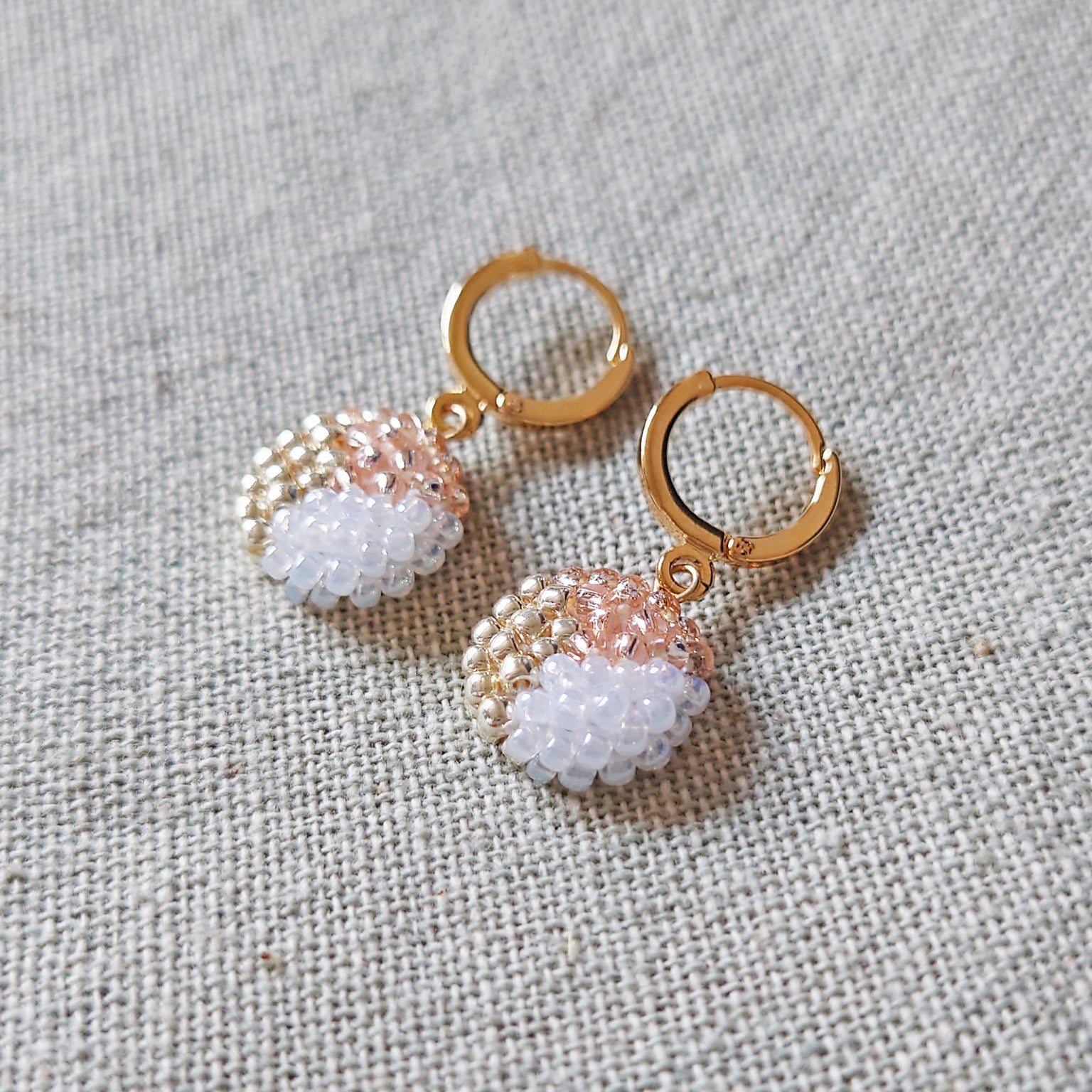 Trio Pendant Earrings in Champagne Pink Top