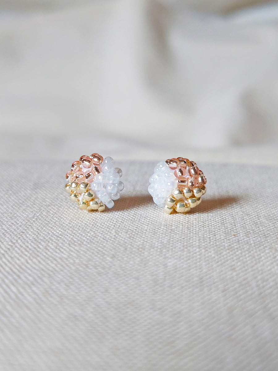 Trio Stud Earrings in Champagne Pink Front