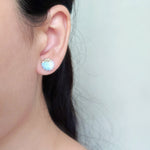 Trio Stud Earrings in Blue Model