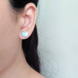 Trio Stud Earrings in Blue Model
